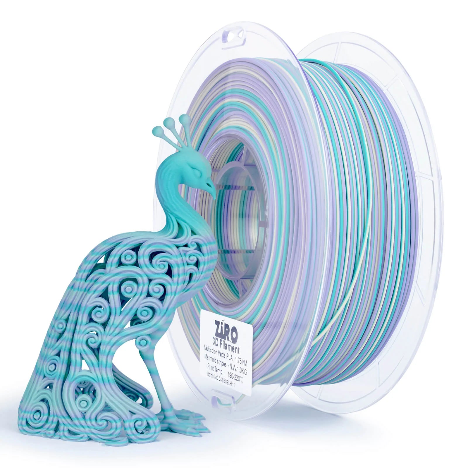 ZIRO Stripes Matte PLA Fast Color Change Filament 1.75mm 1kg/2.2lb Spool , Mermaid Stripes