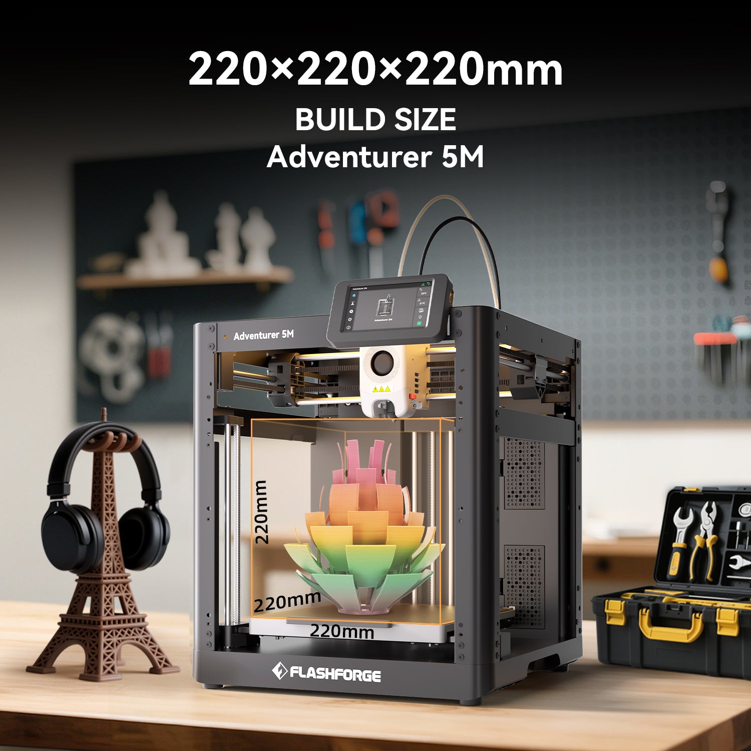 Flashforge Adventurer 5M 3D Printer, 600mm/s High Speed, Beginner-friendly