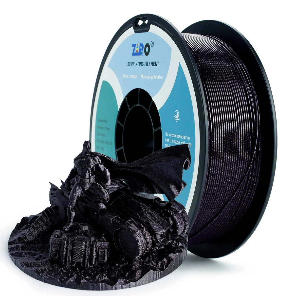 ZIRO Glitter Diamond PLA Filament 1.75mm, Black