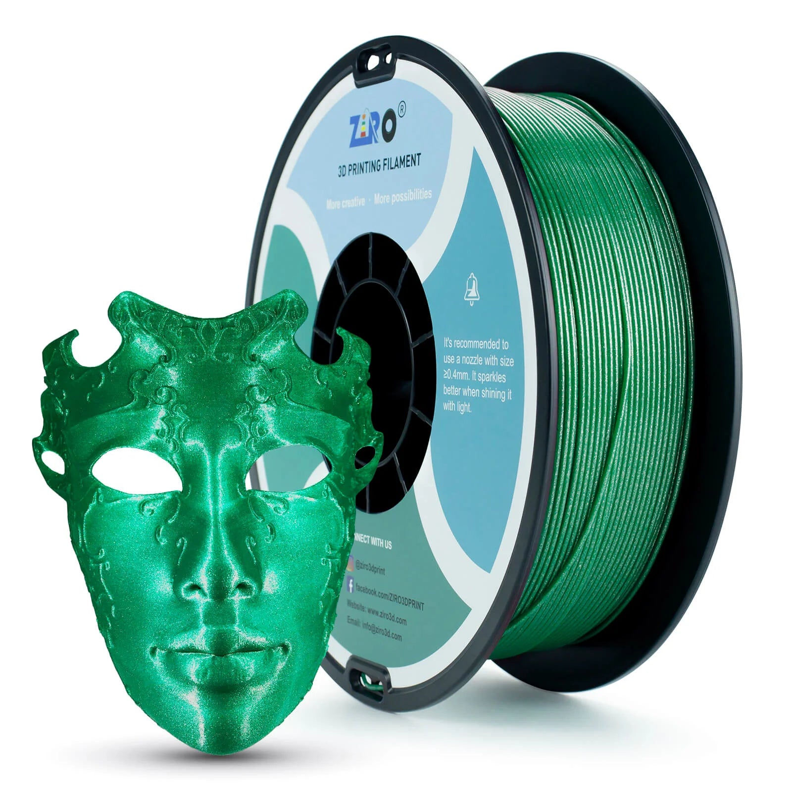 ZIRO Glitter Diamond PLA Filament 1.75mm, Green