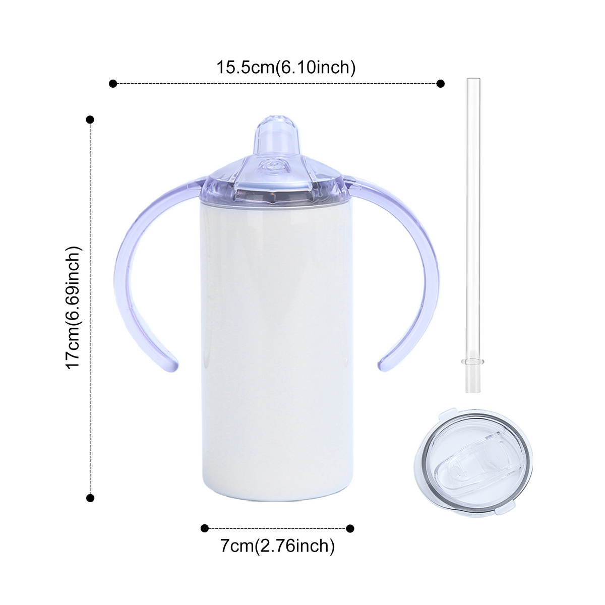 ⭐ 12 oz Kids Sublimation Tumbler – Includes TWO Lids + Straw