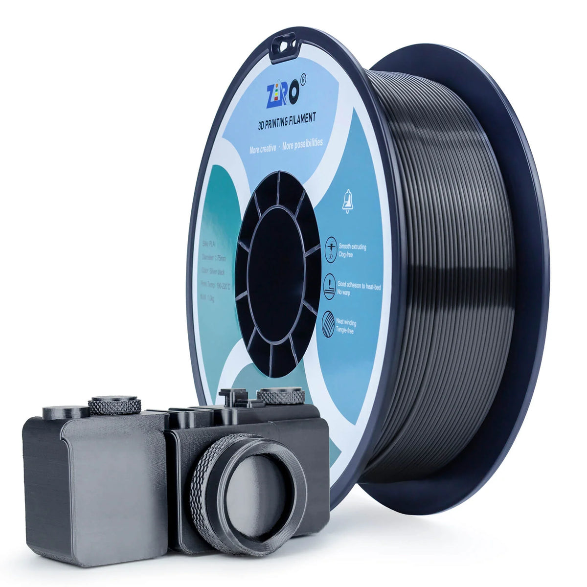 ZIRO Silk PLA Filament 1.75mm, Silver Black