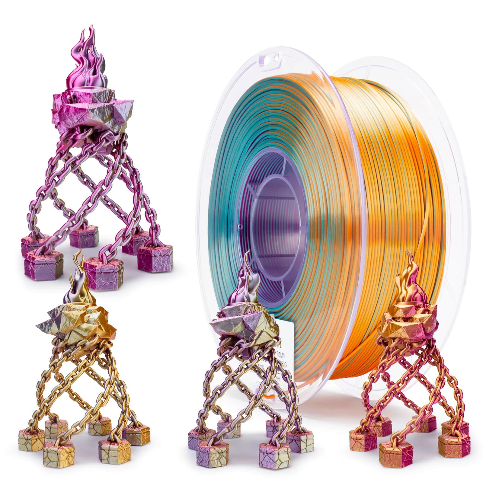 ZIRO Tri-color Silk PLA Filament 1.75mm, Metal Blossom