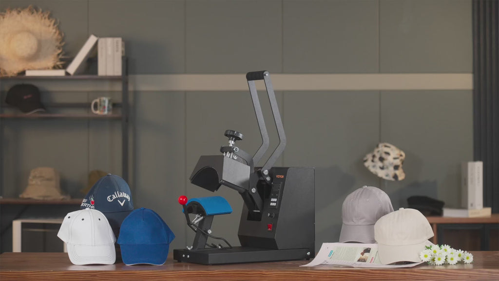 VEVOR Hat Heat Press, 4-in-1 Cap Heat Press Machine, 6 x 3in Clamshell Sublimation Transfer, LCD Digital Timer Temperature Control with 4pcs Curved Heating Elements (6x3/6.7x2.7/6.7x2.7/8.1x3.5)