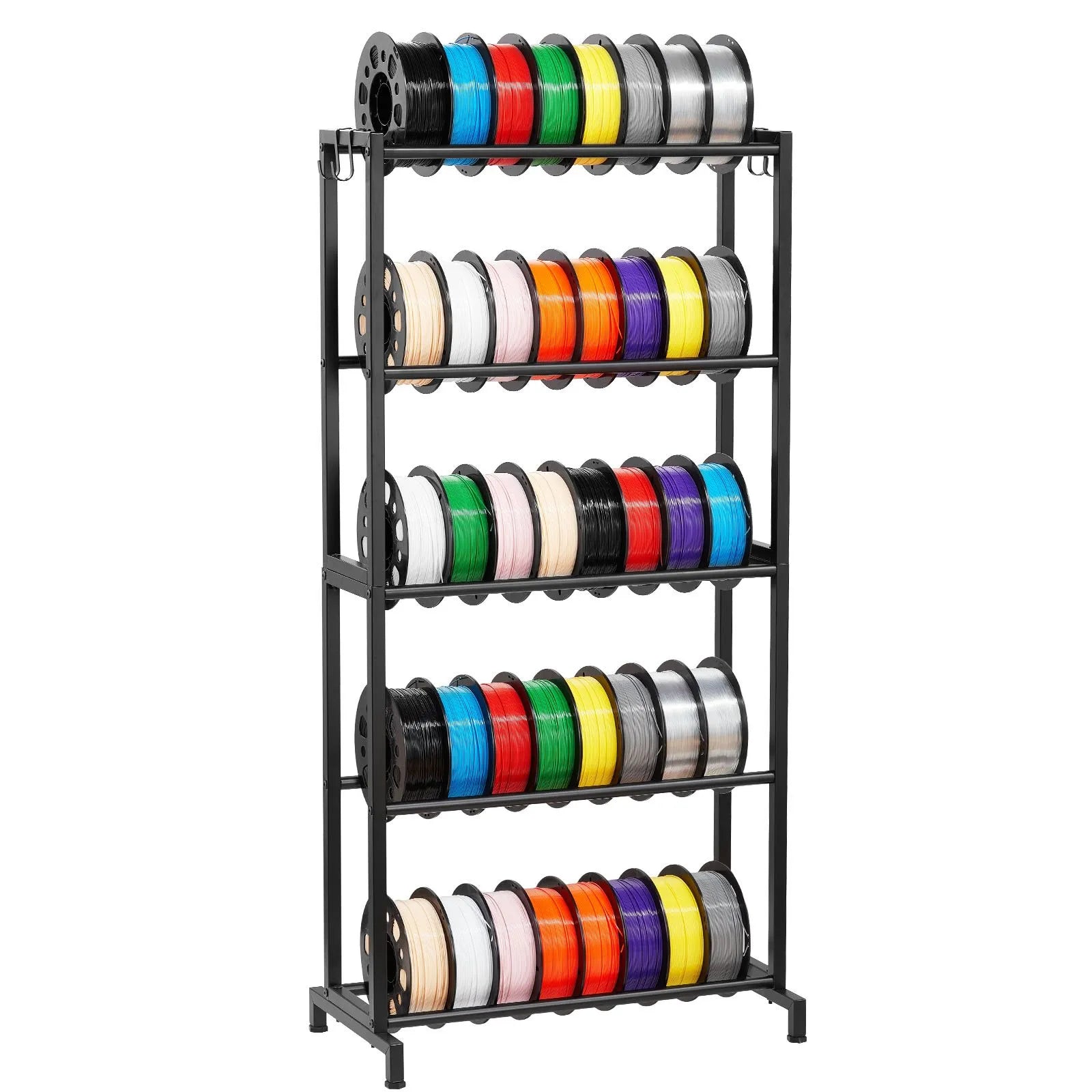 VEVOR 3D Printer Filament Storage Rack, 5 Tier Heavy Duty Storage Shelves for 3D Printing Filaments, Filament Spool Holders Racks for 3D Printing Studio, Home Studio, Office, Workshop (Shelf Only)