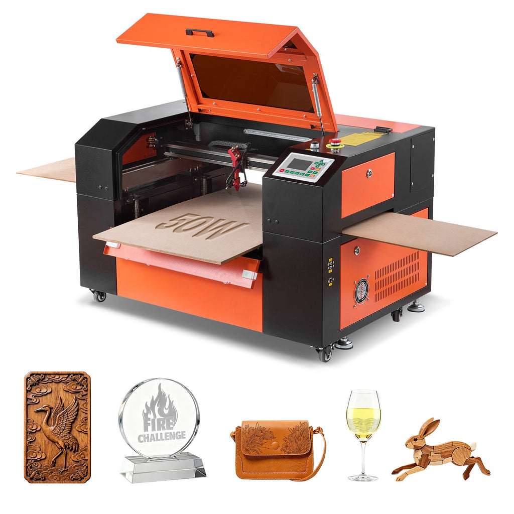 VEVOR 50W CO2 Laser Engraver, 20 x 12 in, CO2 Laser Engraver Cutter Machine with 4 Way Pass Air Assist, Engraving Cutting Machine, Compatible with LightBurn CorelDRAW RDWorks, for Wood Acrylic Glass