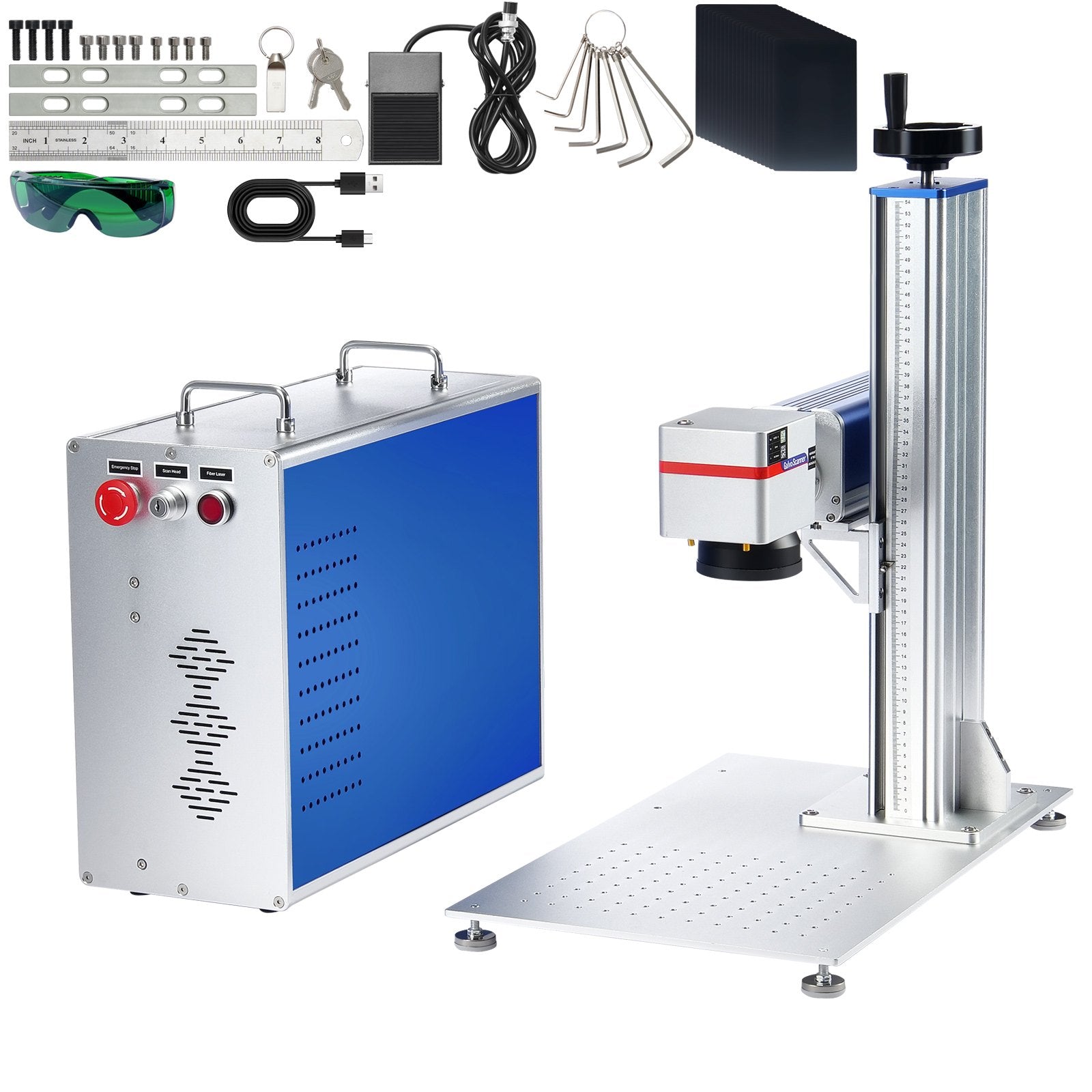 VEVOR Fiber Laser Marking Machine, 30W Compatible with LightBurn, Fiber Laser Engraving Marking Machine with 5.9" x 5.9" Working Area, Solid State Fiber Laser Engraver for Aluminum Steel Jewelry Gold